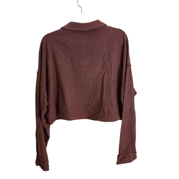 Free People We The Free Kitty Pullover Faded Rust Pockets Zip Raw Seams Size L - Picture 4 of 12